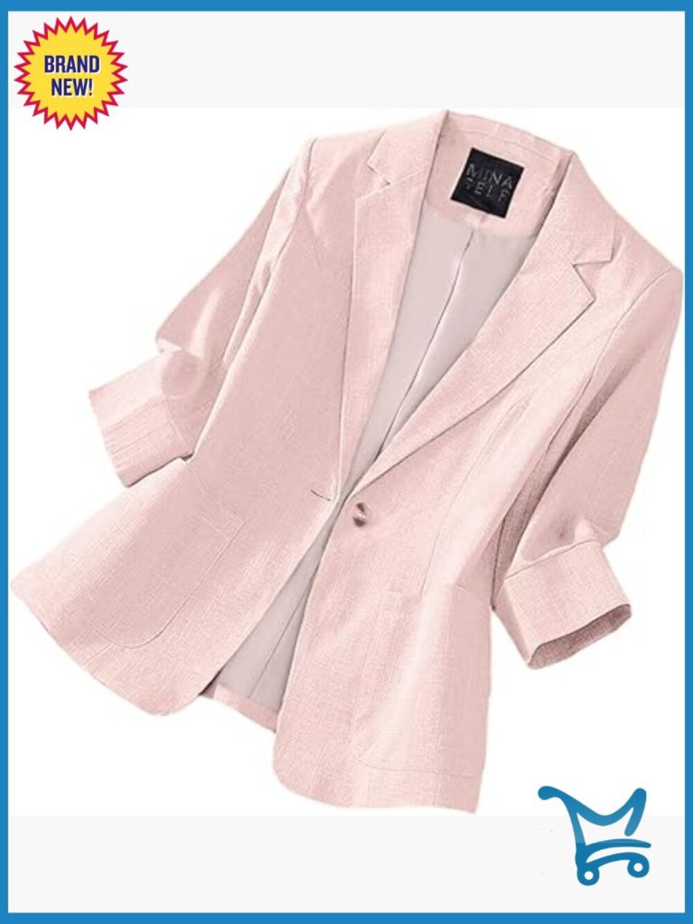 3/4 Sleeve Linen Blazer - Lightweight Casual Work Office Jacket